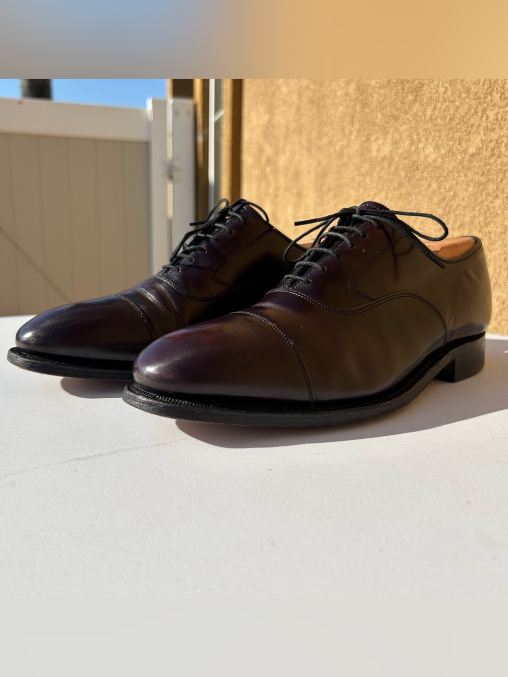 Johnston & Murphy Men's Cap-Toe Oxfords in Dark Burgundy